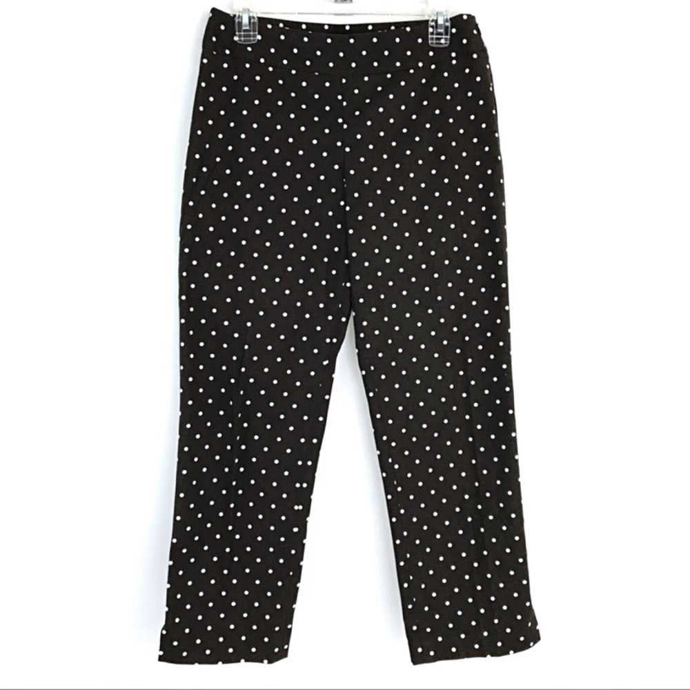 Ann Taylor Loft Brown Ankle Pants Polka Dot Sz 4